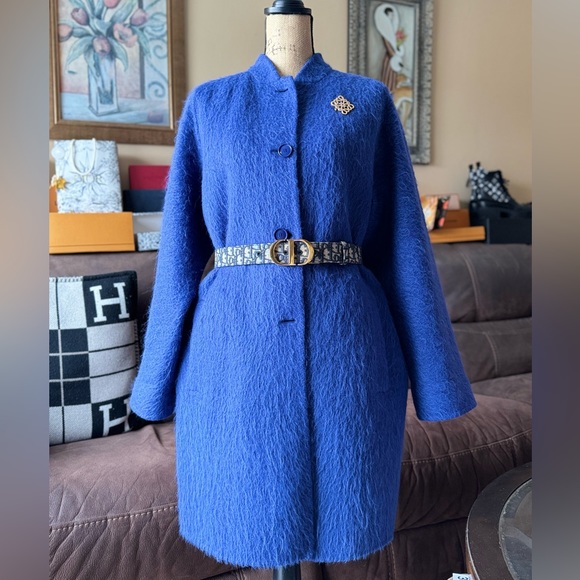 MAX MARA Plush Alpaca-Virgin Wool blue Coat - Picture 16 of 16